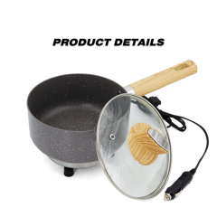 12V Portable Car Cookware Pan Car Saucepan Woodgrain Bakelite Handle for Camping