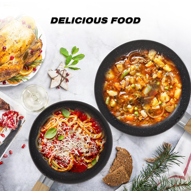 12V Portable Car Cookware Pan Car Saucepan Woodgrain Bakelite Handle for Camping