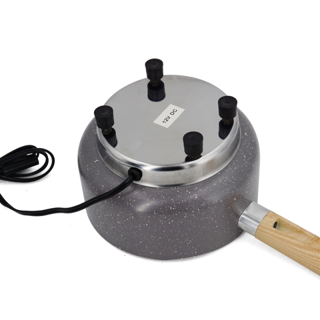 12V Portable Car Cookware Pan Car Saucepan Woodgrain Bakelite Handle for Camping