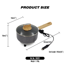 12V Portable Car Cookware Pan Car Saucepan Woodgrain Bakelite Handle for Camping