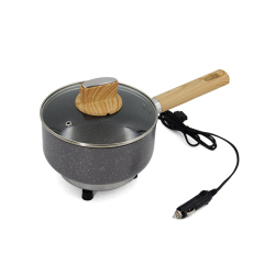 12V Portable Car Cookware Pan Car Saucepan Woodgrain Bakelite Handle for Camping