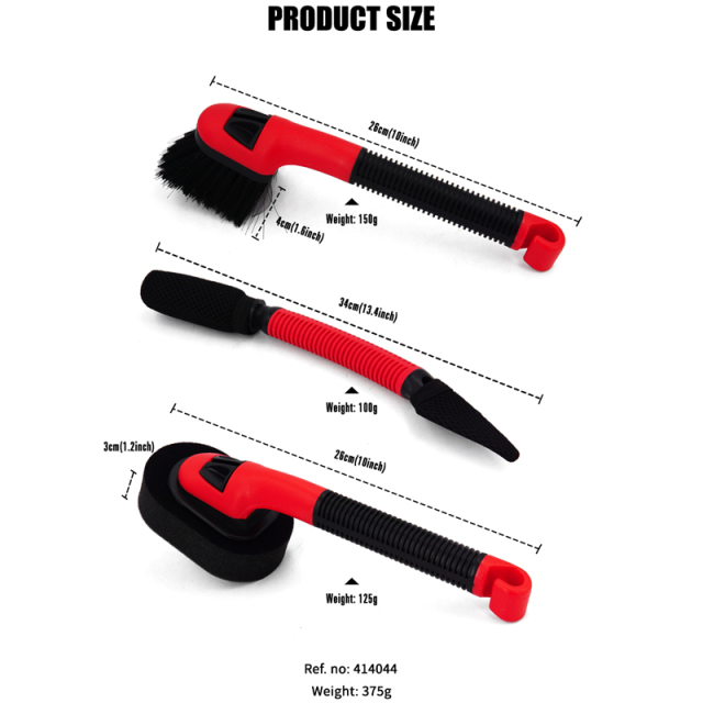3 in 1 Tire Brush Set PVC Fiber