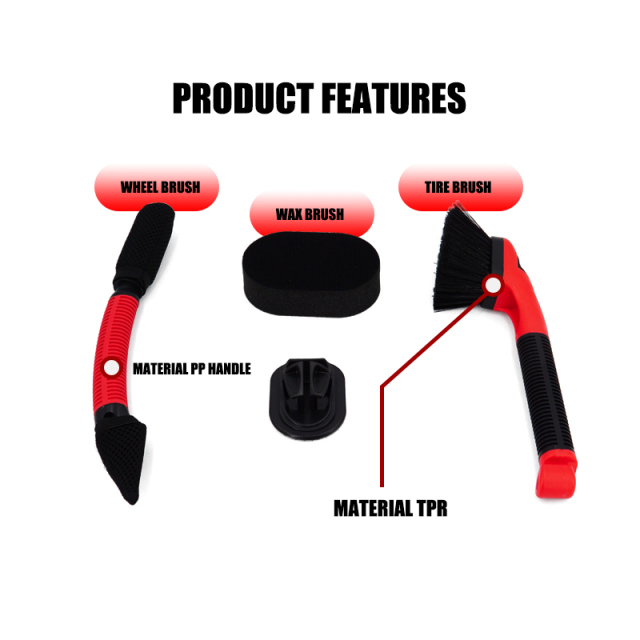 3 in 1 Tire Brush Set PVC Fiber