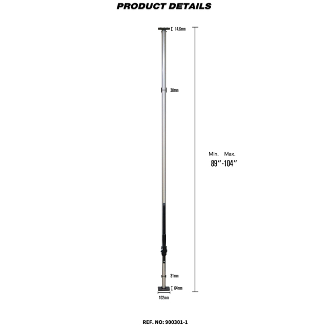 Heavy Duty Aluminum Round Tube Cargo Load Lock Bars 89" to 104" With Spring