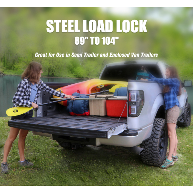 Heavy Duty Steel Round Tube Cargo Load Lock Bars 89" to 104"