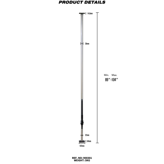 Heavy Duty Steel Round Tube Cargo Load Lock Bars 89" to 104"