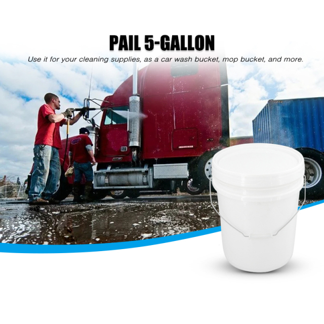 Heavy-Duty Pail 5-Gallon Plastic Bucket Comfortable Handle