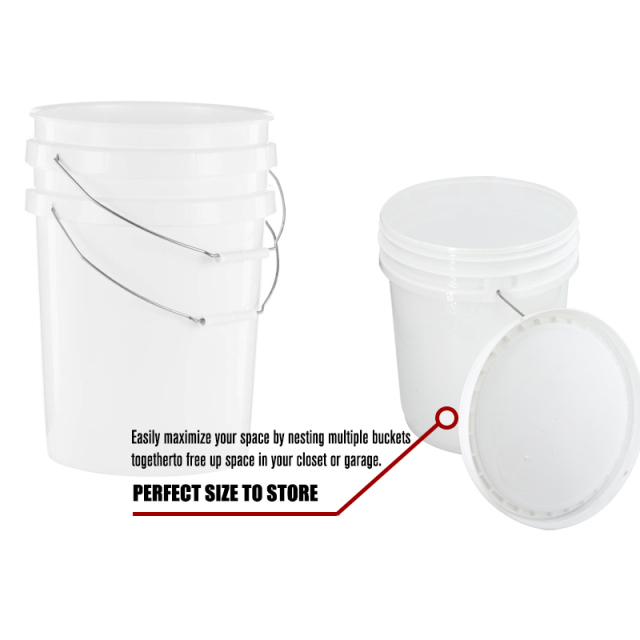 Heavy-Duty Pail 5-Gallon Plastic Bucket Comfortable Handle