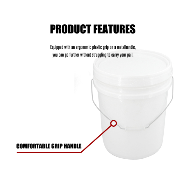 Heavy-Duty Pail 5-Gallon Plastic Bucket Comfortable Handle