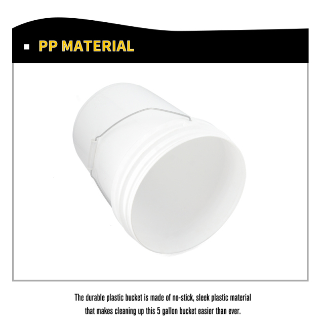 Heavy-Duty Pail 5-Gallon Plastic Bucket Comfortable Handle