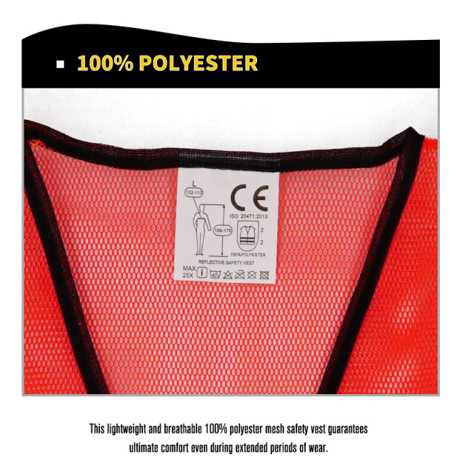 High Visibility Reflective Safety Vest Orange Yellow Lime Mesh with 1" Reflective Tape