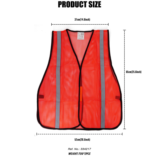 High Visibility Reflective Safety Vest Orange Yellow Lime Mesh with 1" Reflective Tape