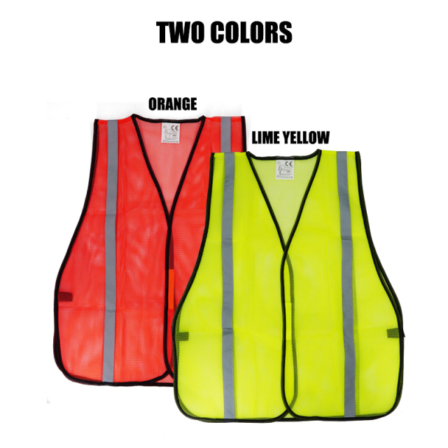 High Visibility Reflective Safety Vest Orange Yellow Lime Mesh with 1" Reflective Tape