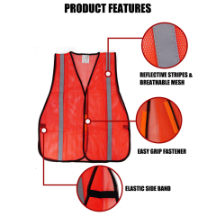 High Visibility Reflective Safety Vest Orange Yellow Lime Mesh with 1" Reflective Tape