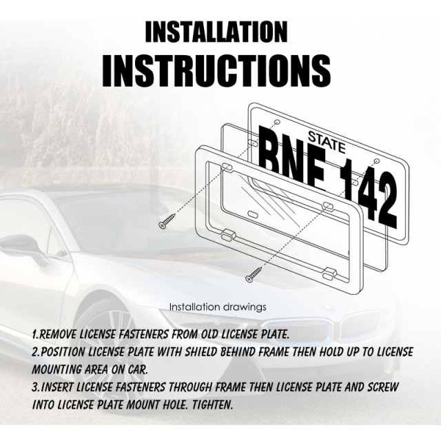 High Quality Plastic Car License Plate PC/PS Cover Clear