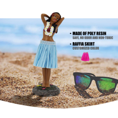 Hawaiian Hula Girl Dashboard Doll With Ukulele Bobbleheads for Car Dashboard