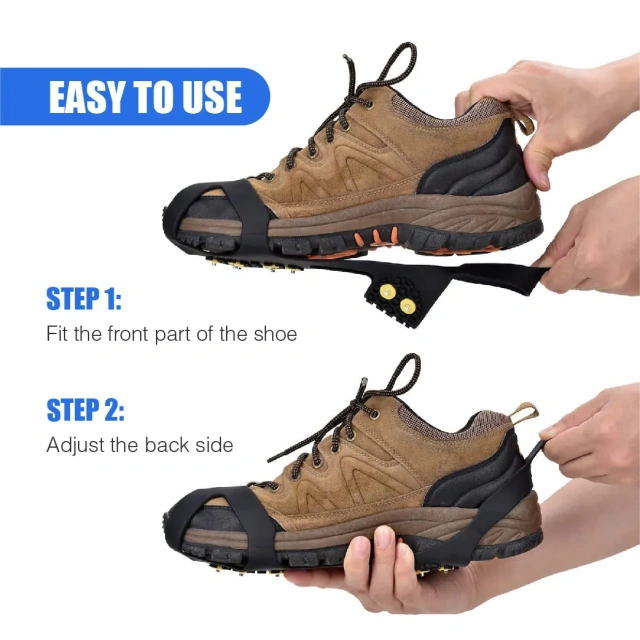 Outdoor Ice Cleats for Hiking Boots and Different Styles Shoes 10 Steel Studs Prevent Outdoor Activities from Wrestling