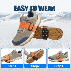 Ice Cleats Mid-Sole with 7 Tungsten Spikes Snow Traction Cleats Anti Slip Crampon Adjustable Strap