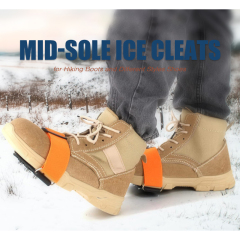 Ice Cleats Mid-Sole with 7 Tungsten Spikes Snow Traction Cleats Anti Slip Crampon Adjustable Strap