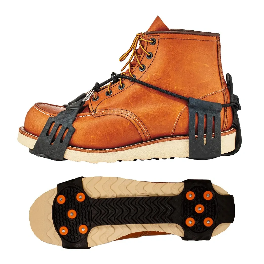 Anti Slip 10 Teeth Spikes Studs Snow Crampons Adjustable Ice Traction Grips for Shoes Boot