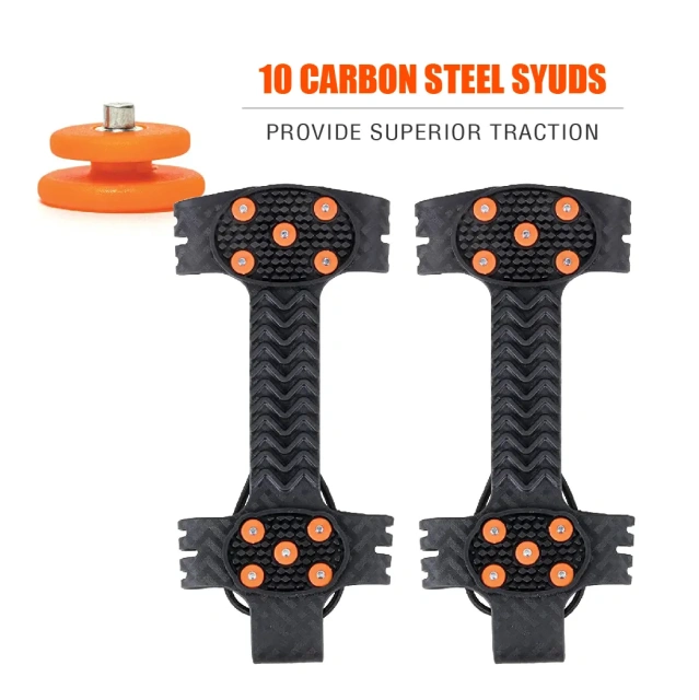 Anti Slip 10 Teeth Spikes Studs Snow Crampons Adjustable Ice Traction Grips for Shoes Boot