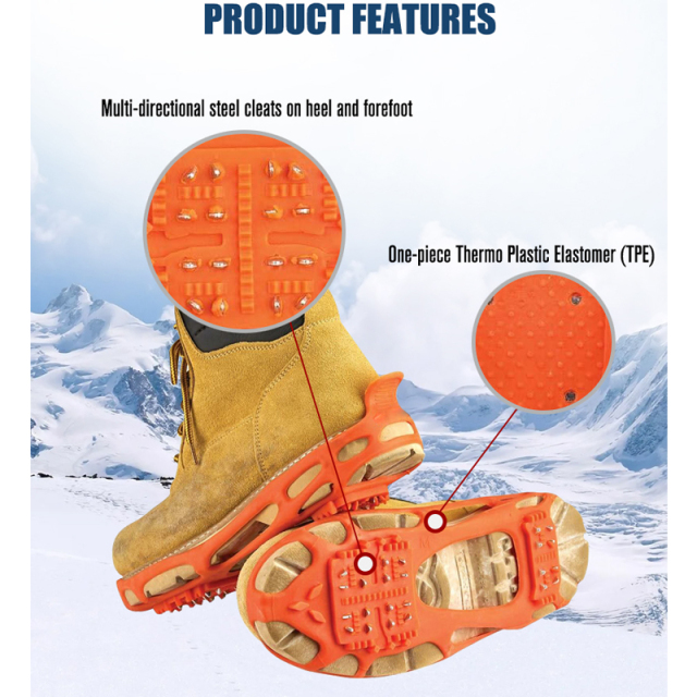 Outdoor Ice Cleats for Hiking Boots and Different Styles Shoes 24 Spikes Crampons Prevent Outdoor Activities from Wrestling
