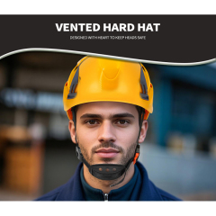 Security Personal Protective Vented Work Safety Helmet Hard Hat with 6-point Adjustable Ratchet Suspension