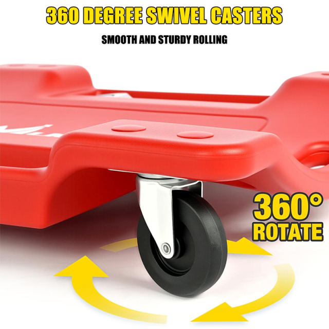 40" Heavy Duty Plastic Creeper with Padded Headrest and 6 Casters