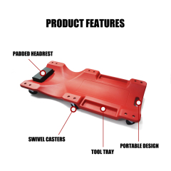 40" Heavy Duty Plastic Creeper with Padded Headrest and 6 Casters
