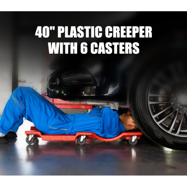 40" Heavy Duty Plastic Creeper with Padded Headrest and 6 Casters