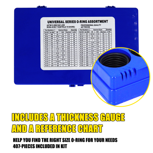 407 Pieces SAE Universal O-Ring Kit Rubber Seals O Rings