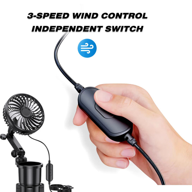 3-Speed Quiet Cooling Car Cup Holder Fan