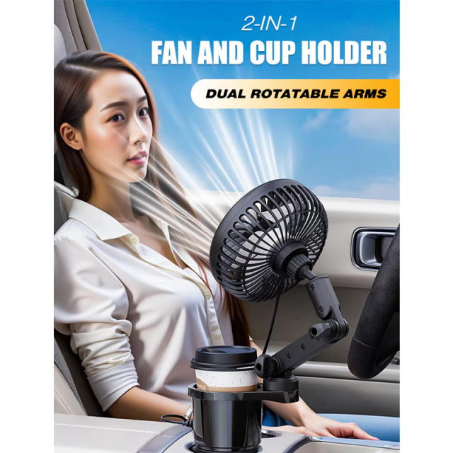 3-Speed Quiet Cooling Car Cup Holder Fan