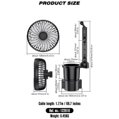 3-Speed Quiet Cooling Car Cup Holder Fan