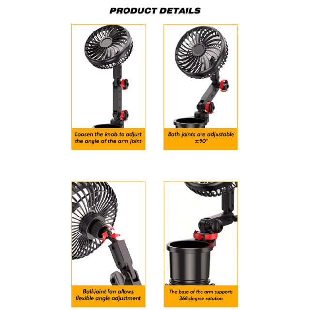 3-Speed Quiet Cooling Car Cup Holder Fan