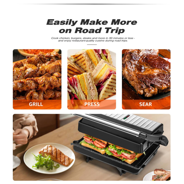 12V 250W Portable Sandwich Maker Non-Stick Coated Plates