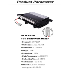 12V 250W Portable Sandwich Maker Non-Stick Coated Plates