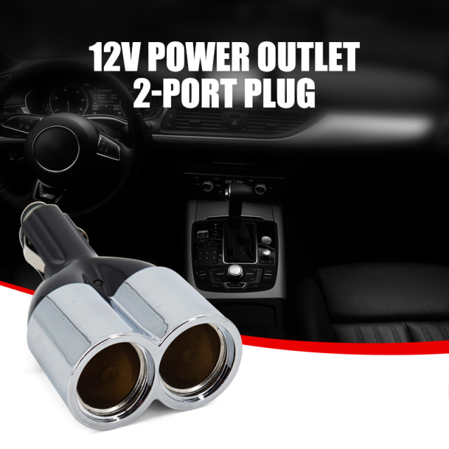 12v Power Outlet 2-Port Plug Socket Cigarette Lighter Splitter