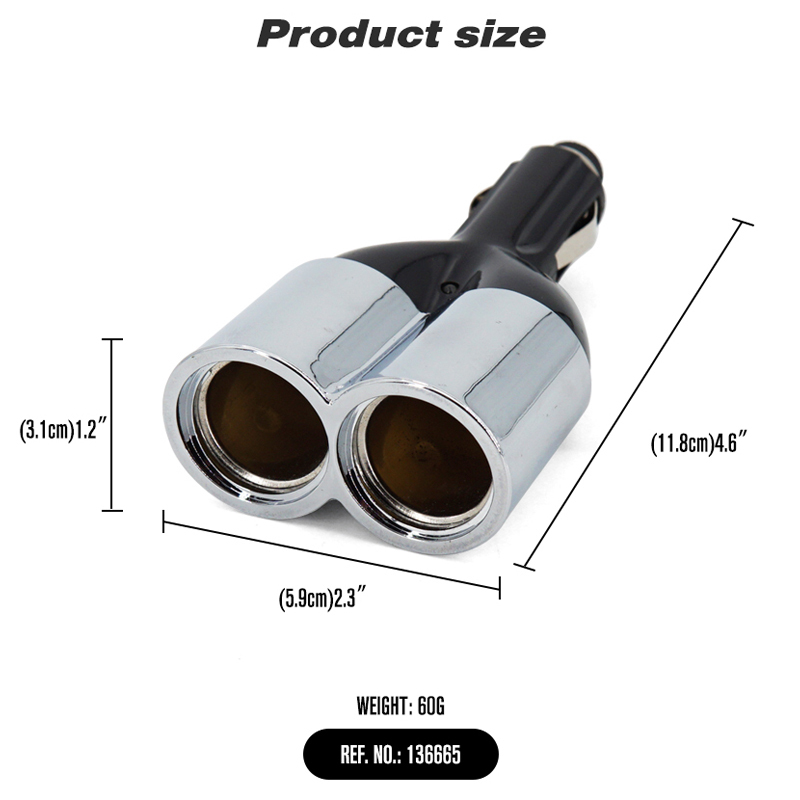 12v Power Outlet 2-Port Plug Socket Cigarette Lighter Splitter