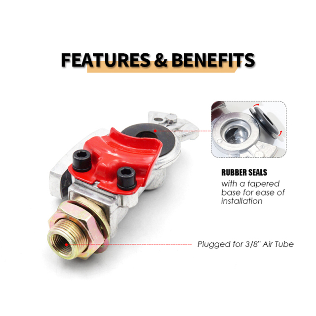 Aluminum Gladhand Glad Hand With Valve Switch Air Hose Brake Coupling Service Handshake for Truck Trailer RVs