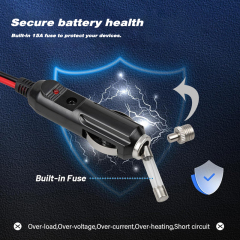 12V Fused Cigarette Lighter Plug with Leads