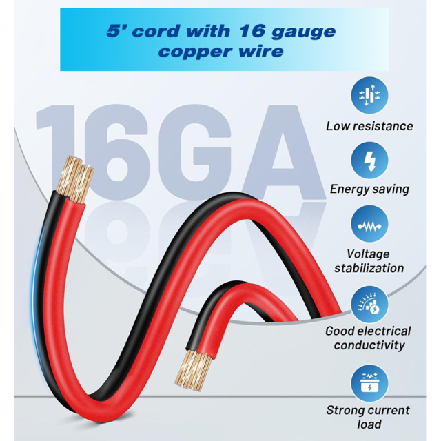 Heavy Duty 16AWG with15A Fuse 12V Power Cord For 3-pin CB Radios
