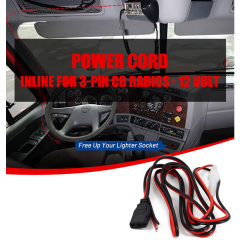 Heavy Duty 16AWG with15A Fuse 12V Power Cord For 3-pin CB Radios