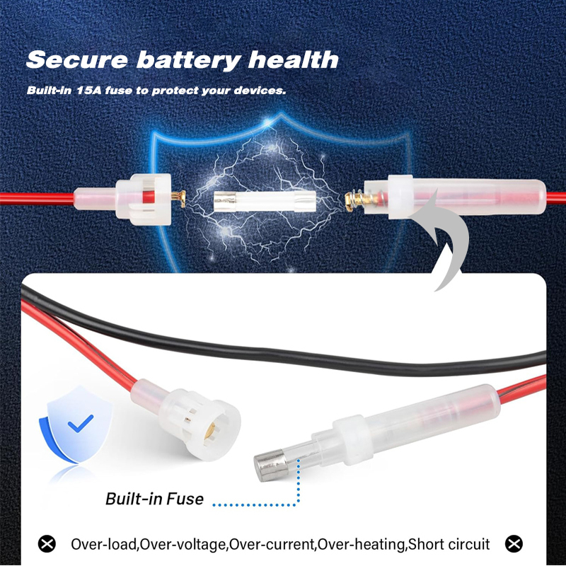 Heavy Duty 16AWG with15A Fuse 12V Power Cord For 3-pin CB Radios