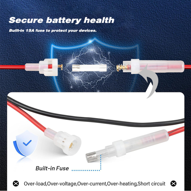 Heavy Duty 16AWG with15A Fuse 12V Power Cord For 3-pin CB Radios