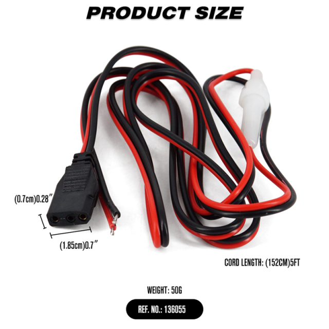 Heavy Duty 16AWG with15A Fuse 12V Power Cord For 3-pin CB Radios
