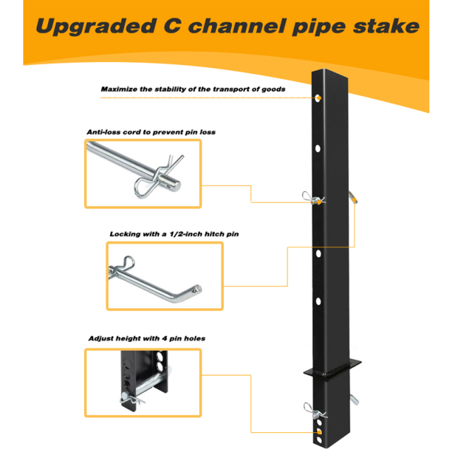 30 Inch 54 Inch Adjustable C Channel Pipe Stake for Flatbed Trailer