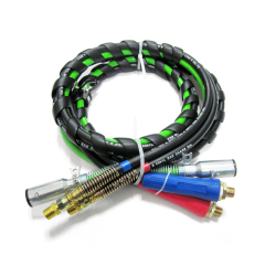 3 in 1 Air Brake Power Lines Hose Wrap 7 Way Electrical Cable Assembly with Handle Grip for Semi Truck Trailer Tractor