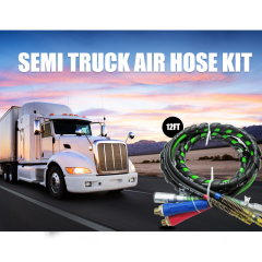 3 in 1 Air Brake Power Lines Hose Wrap 7 Way Electrical Cable Assembly with Handle Grip for Semi Truck Trailer Tractor