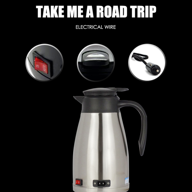 12v/24v Portable 1.3L Car Electric Boiling Hot Water Heater Kettle Boiler for Car